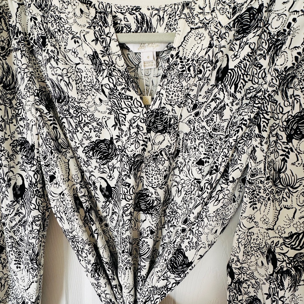 Lilly Pulitzer Olivine A-line Animal and Floral Print Long Sleeve Dress - Picture 3 of 14